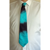 black and aqua silk Tie o_8699