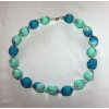 peppermint green and peacock blue silk necklace with clear beads2749