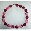 pink and burgundy silk necklace with clear beads2753