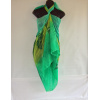 tropical leaves on green silk sarong 2116