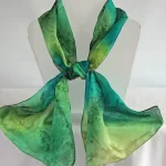 Emerald, Spring Green, Lime and Dark Green Medium Long Silk Scarf