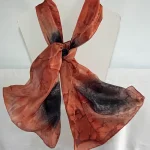 Black and Caramel Brown Medium Long Silk Scarf