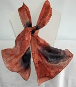 Black and Caramel Brown Medium Long Silk Scarf