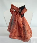 Black and Caramel Brown Medium Long Silk Scarf