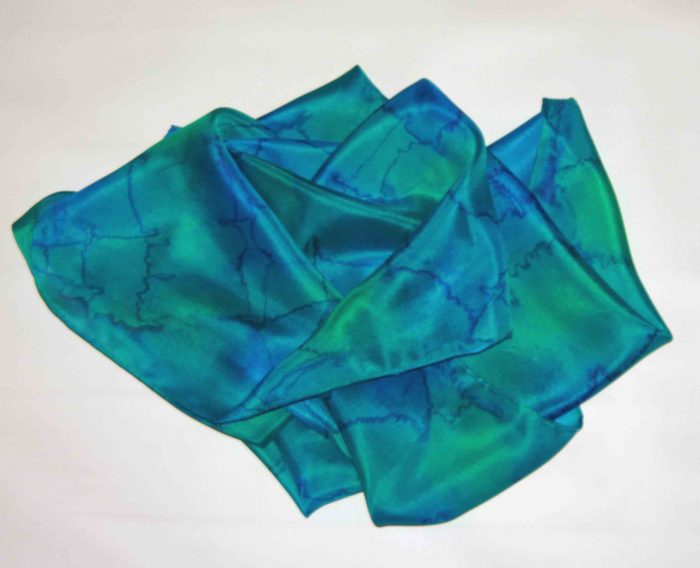 Blue, Green and Aqua Tartan Medium Long Silk Scarf - Image 3