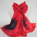 Bright Red and Black Long Silk Scarf Large