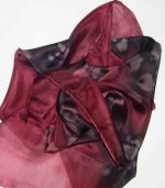 Burgundy Red and Black Medium Long Silk Scarf - Image 2