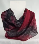 Burgundy Red and Black Medium Long Silk Scarf