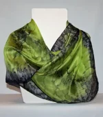 Lime Green and Black Medium Long Silk Scarf