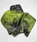 Lime Green and Black Medium Long Silk Scarf