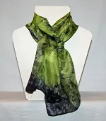 Lime Green and Black Medium Long Silk Scarf