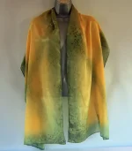 Olive Green and Golden Yellow Long Silk Scarf Large