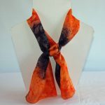 Orange & Black Small Long Silk Scarf