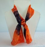 Orange & Black Small Long Silk Scarf