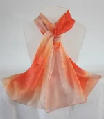 Orange and Apricot Long Silk Scarf Large