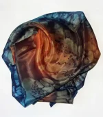 Orange and Navy Blue Medium Long Silk Scarf