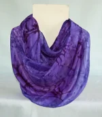 Purple and Iris Medium Long Silk Scarf