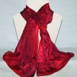 Red and Burgundy Large Long Silk Scarf
