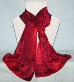 Red and Burgundy Large Long Silk Scarf