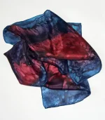 Red and Navy Blue Small Long Silk Scarf