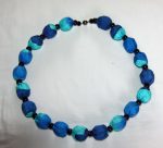 Navy Blue, Royal Blue and Turquoise Silk Necklace