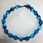 Navy Blue, Royal Blue and Turquoise Silk Necklace