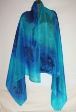 Navy Blue, Royal Blue and Turquoise Silk Sarong - Image 3