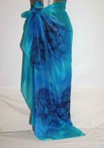 Navy Blue, Royal Blue and Turquoise Silk Sarong - Image 2