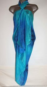 Navy Blue, Royal Blue and Turquoise Silk Sarong