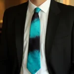 Aqua Blue and Black Silk Tie from Designs on Silk