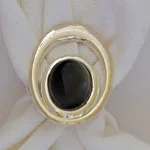 Black Onyx Oval Silver Plate Silk Scarf Clasp from Designs on Silk
