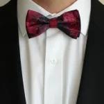 Black and Burgundy Red Ready-Tied Silk Bow Tie from Designs on Silk