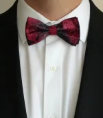 Black and Burgundy Red Ready-Tied Silk Bow Tie from Designs on Silk