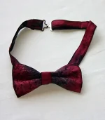 Black and Burgundy Red Ready-Tied Silk Bow Tie from Designs on Silk