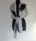 Pale Grey and Black Silk Wrap from Designs on Silk