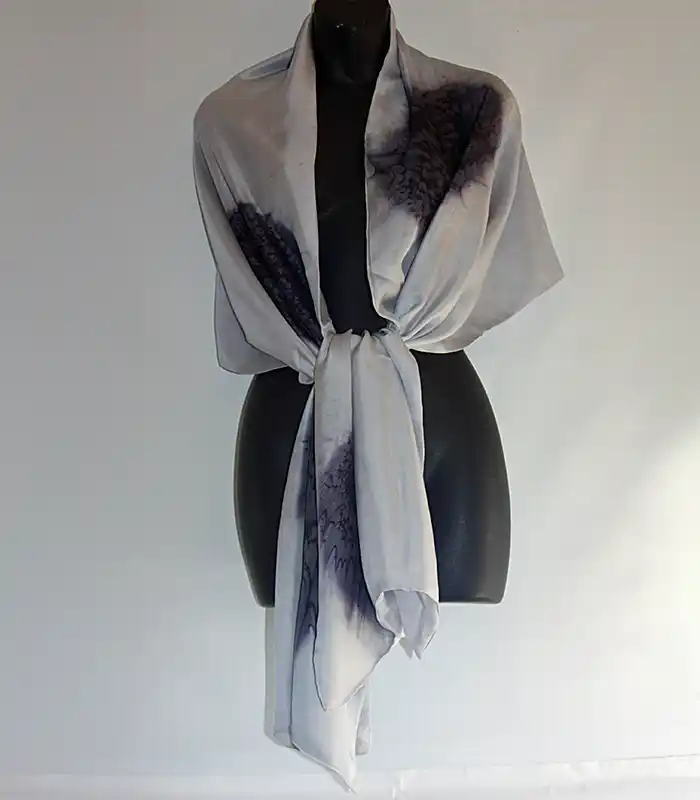 Black and Grey Silk Wrap-1 Pale Grey and Black Silk Wrap from Designs on Silk