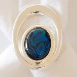 Blue Abalone Oval Silver Plate Silk Scarf Clasp from Designs on Silk