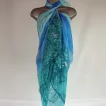 Blue and Green Dragonfly Silk Sarong by Designs on Silk