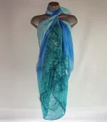 Blue and Green Dragonfly Silk Sarong by Designs on Silk