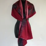 Burgundy Red and Black Silk Wrap from Designs on Silk