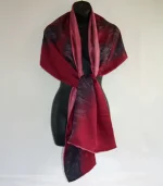 Burgundy Red and Black Silk Wrap from Designs on Silk