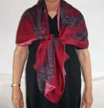 Burgundy Red and Black Silk Wrap from Designs on Silk