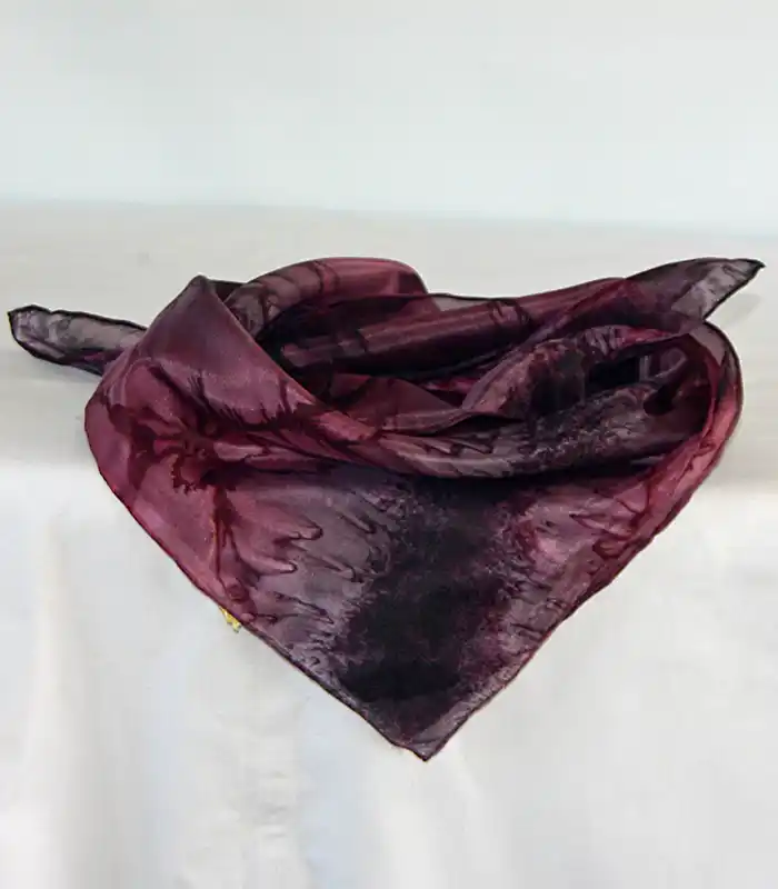 Burgundy and Black Silk Bandanna-1 Burgundy and Black Square Silk Bandanna by Designs on Silk