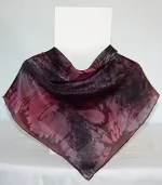 Burgundy and Black Square Silk Bandanna by Designs on Silk