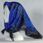 Dark Blue and Black Square Silk Headscarf from Designs on Silk