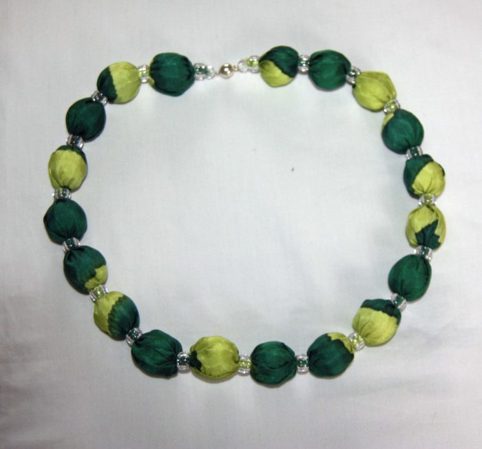 Lime and Dark Green Silk Necklace - Image 3