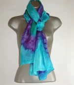 Emerald Green Turquoise Blue and Purple Silk Sarong by Designs on Silk