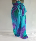 Emerald Green Turquoise Blue and Purple Silk Sarong by Designs on Silk