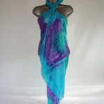 Emerald Green Turquoise Blue and Purple Silk Sarong by Designs on Silk