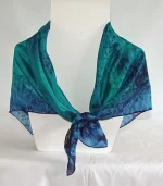 Emerald Green and Navy Blue Square Silk Headscarf from Designs on Silk
